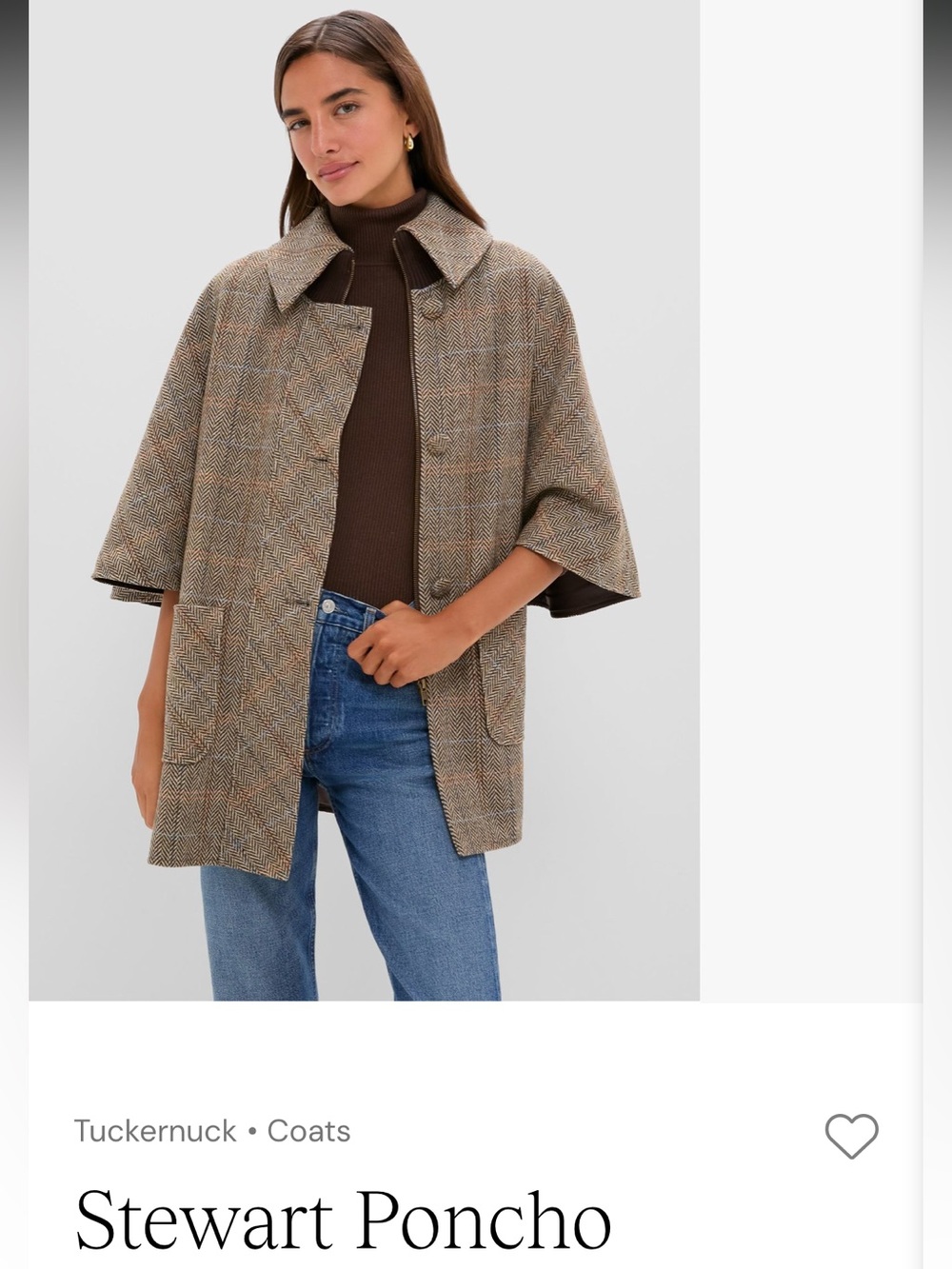 Tuckernuck Brown Plaid Cape/Poncho-Style Coat